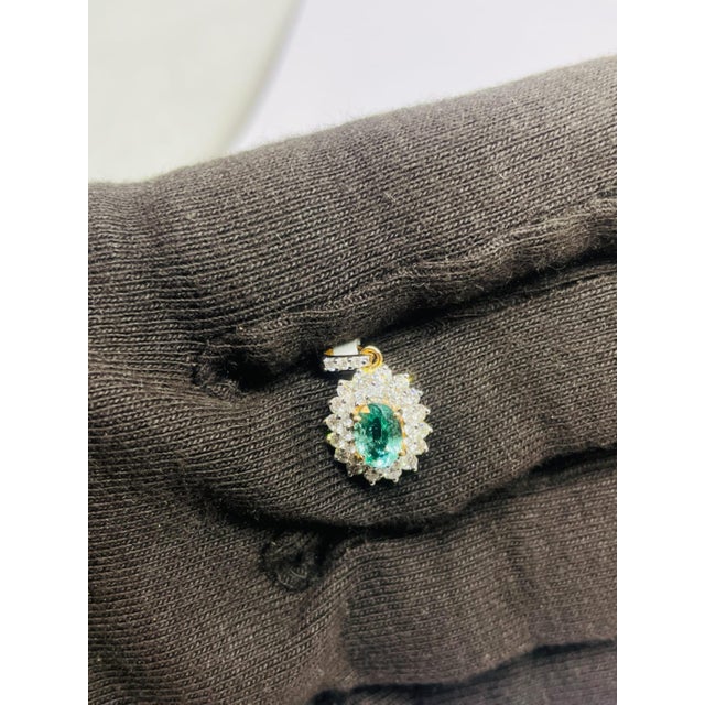 Gemstone Natural 18k Gold Pendant, 0.79ct Emerald, 0.66ct Diamonds For Sale - Image 7 of 7