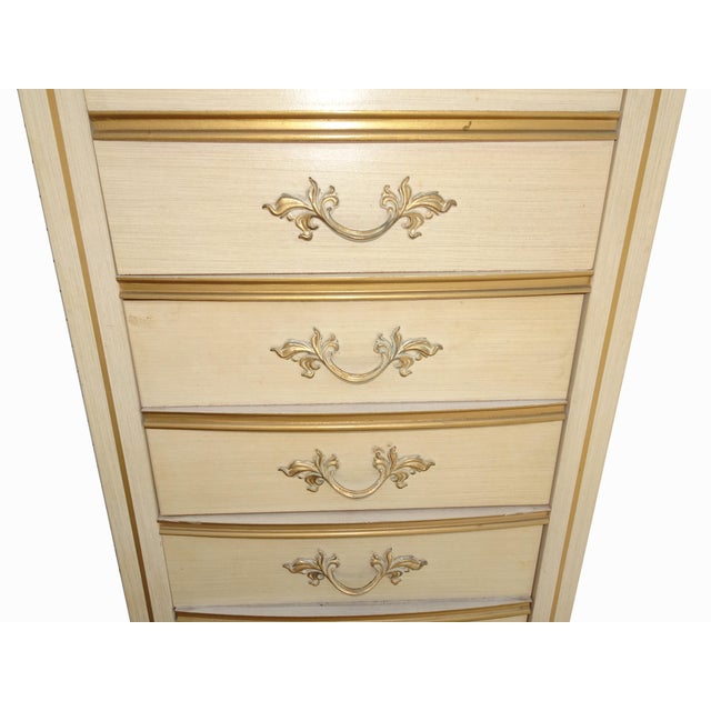 Dresser Vintage French Provincial Tallboy Dresser Lingerie Chest Brass Hardware #1 For Sale In Los Angeles - Image 6 of 15