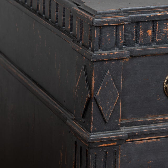 Pair, 19th Century Black Painted Swedish Gustavian Chest of Three Drawers For Sale - Image 11 of 18