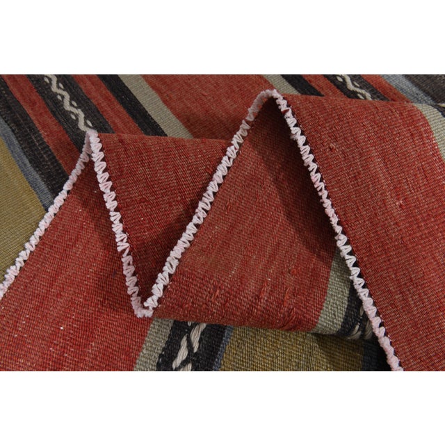 1970s Vintage Handmade Wool Cotton Red Runner Rug For Sale - Image 10 of 11