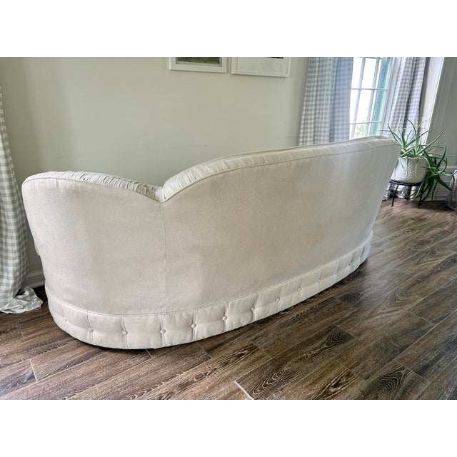 Vintage Reupholstered Tufted Kidney Sofa For Sale - Image 9 of 11