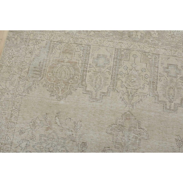 Textile Tabriz Rug 5’11” X 9’2” Beige Wool Vintage Distressed Hand-Knotted Carpet For Sale - Image 7 of 15