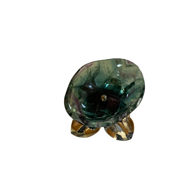 Vintage Gabriele De Vecchi Milano Sterling Silver & Carved Rainbow Fluorite Flower Bowl Centerpiece Signed 665 MI Made in Italy 1970-1989 For Sale - Image 4 of 5