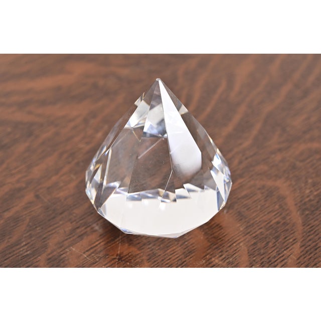 Contemporary Tiffany & Co. Crystal Glass Diamond Faceted Paperweight For Sale - Image 3 of 8