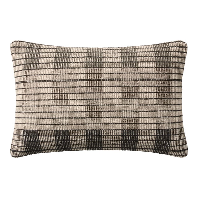 Amber Lewis x Loloi Bernadino Ivory / Black 13" x 21" Cover with Poly Pillow For Sale