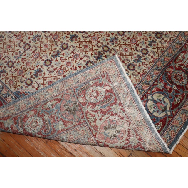 Antique Zabihi Collection Tabriz Worn Rug - 9'5" x 13'6" For Sale - Image 10 of 10