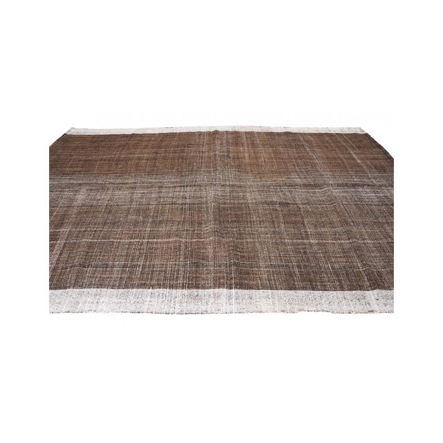 Brown & Gray Vintage Modern Kilim Rug - 6`9″ X 9`10″ For Sale - Image 4 of 6