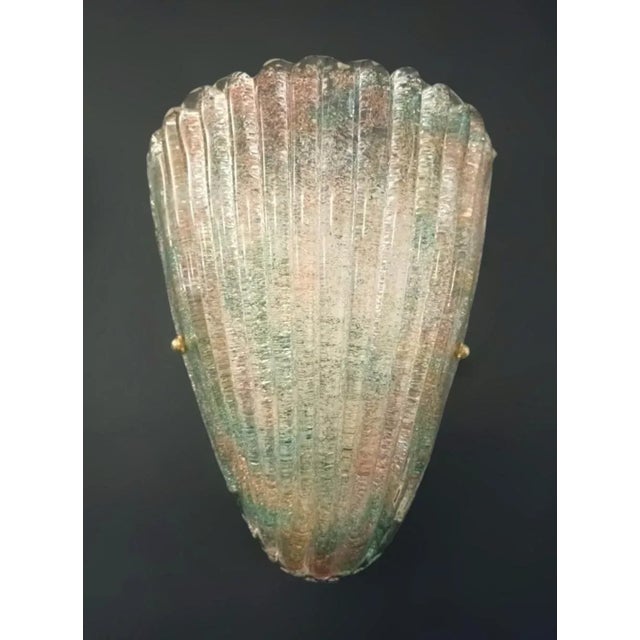 Italian 1960s Green and Pink Graniglia Shield Sconce For Sale - Image 3 of 13