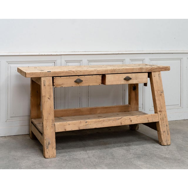 Antique Workbench in Fir Wood, 1940 For Sale - Image 9 of 16