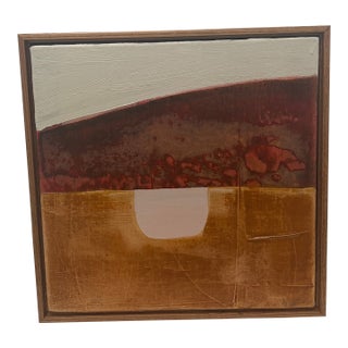 Abstract Painting With Walnut Frame For Sale