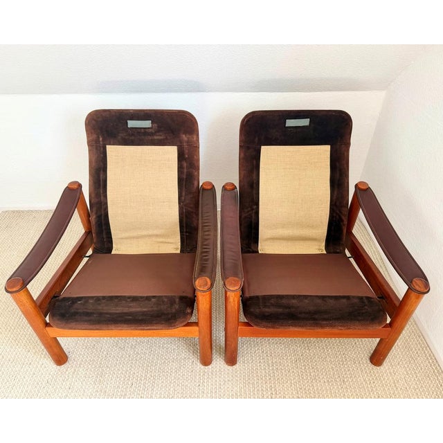 Wood Danish Lounge Chairs in Teak and Leather by Ebbe Gehl & Søren Nissen, 1970s, Set of 2 For Sale - Image 7 of 9