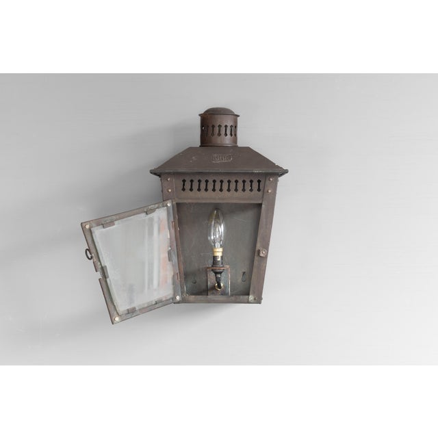 Industrial Vintage Wall Lantern in Brass, 1950s For Sale - Image 3 of 8