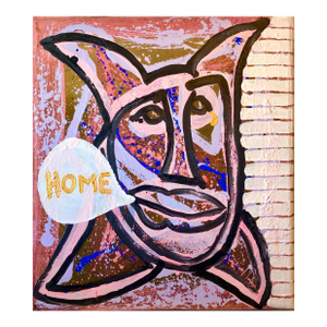 Robin WintersConceptual Pop Art Color Mixed Media Painting "Home" Brooke Alexander Gallery, 1986