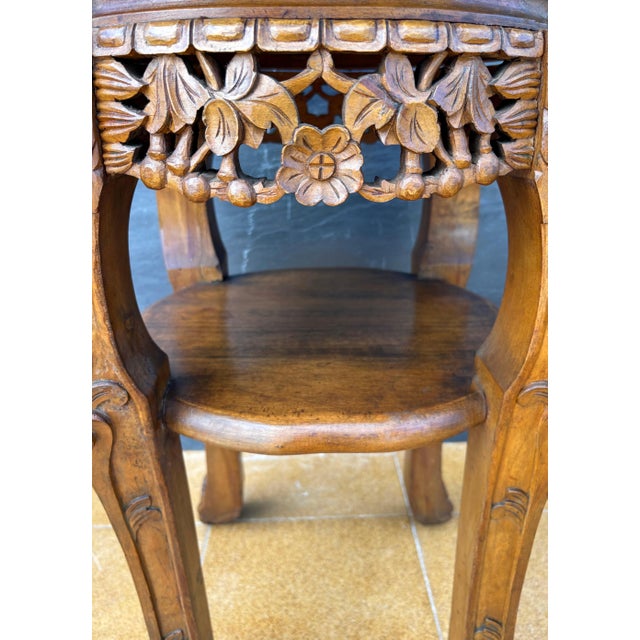 Chinese Carved Hardwood Side Table, Mid-20th Century For Sale - Image 9 of 11