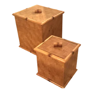 Set/2 Vintage Woven Rattan Boxes/Ice Buckets