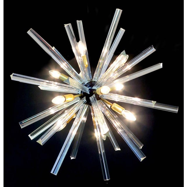 Metal Crystal Prism Sputnik Chandeliers, Murano, 1990, Set of 2 For Sale - Image 7 of 13