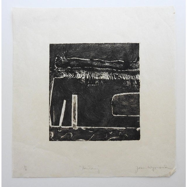 Mid 20th Century Mid 20th Century Black and White Abstract Block Print For Sale - Image 5 of 5