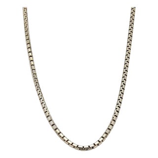 Cartier Necklace 18k White Gold Box Link 16.5" Long Chain For Sale