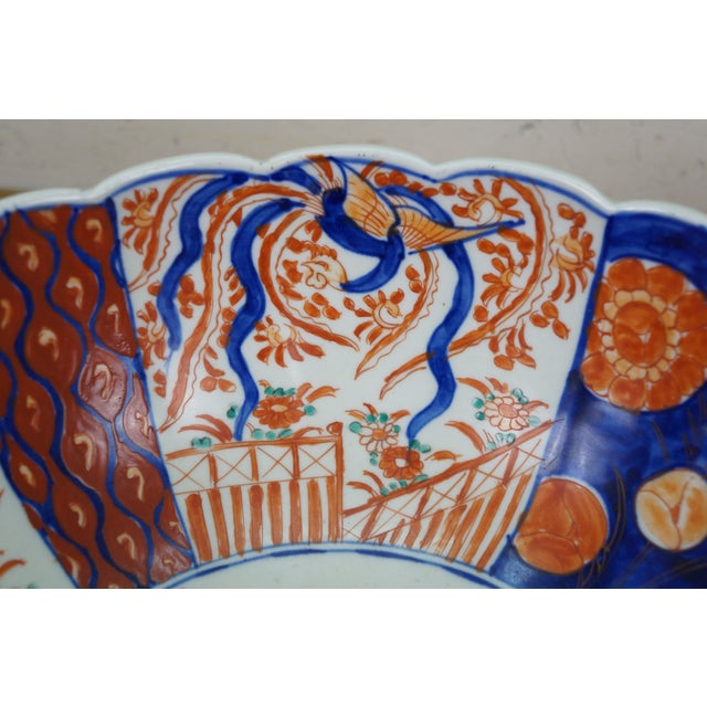 Blue Antique Japanese Meiji Imari Porcelain Scalloped Edge Bonsai Tree Bowl For Sale - Image 8 of 13