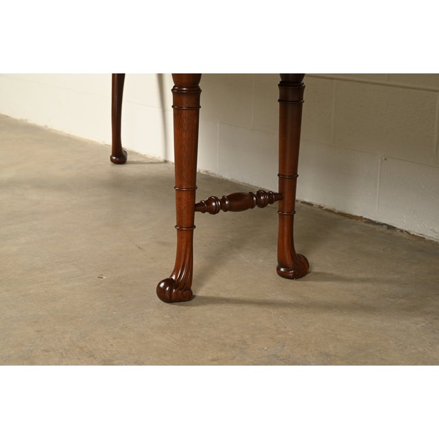Romweber Style Georgian Walnut and Burl Wood Extension Dining Table, Newly Refinished For Sale - Image 14 of 17