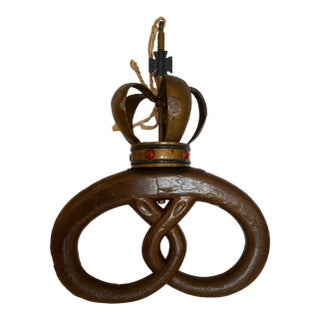 Antique Danish Hand Carved Pretzel Bakery Sign For Sale