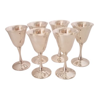 Vintage Velero Silver Plate Champagne Flutes, Spain - Set of 6 For Sale