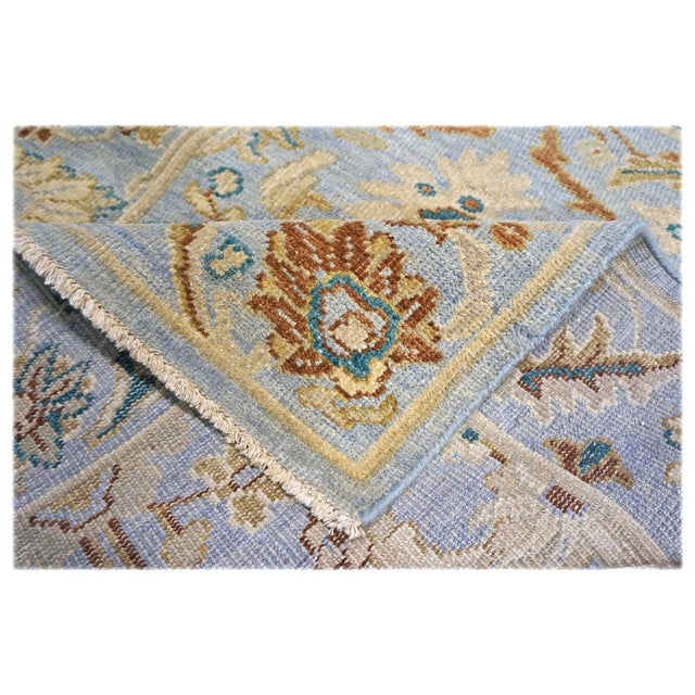 Afghan Sultanabad Wool 3x5 Grey, Ivory & Teal Handmade Area Rug #1143768 For Sale In Houston - Image 6 of 7