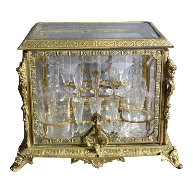 Gilt Bronze Cellar Liquor Cabinet For Sale
