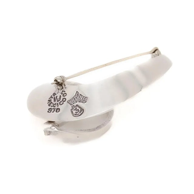 Vintage Antonio Pineda Mexican Modernist 970 Silver & Pearl Brooch or Pin For Sale In Philadelphia - Image 6 of 9