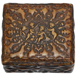 Embossed Leather Cherub Trinket Box For Sale