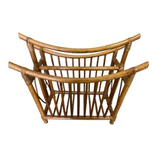 Mid 20th Century Bent Bamboo C&k Importers Magazine Rack For Sale
