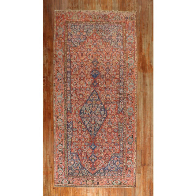 Red Early 20th Century Zabihi Collection Red Blue Persian Corridor Rug - 6'6" x 15'8" For Sale - Image 8 of 12
