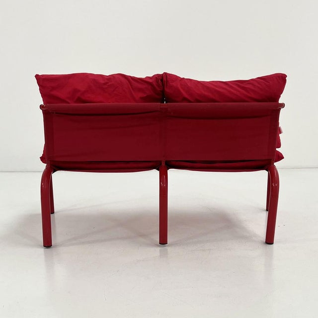 Red 2-Seater Sofa in Metal and Fabric from Thalia & Co, 1980s, in Good conditions. Designed 1980 to 1989 This piece has an...