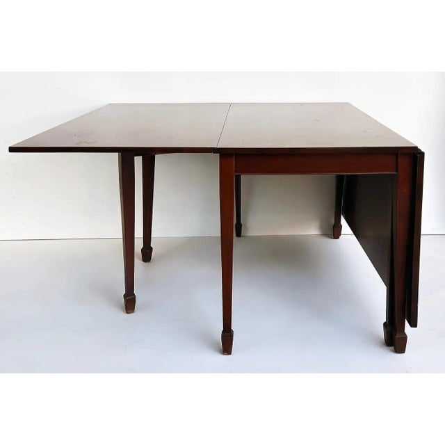 Brown 1950s Antique Style Mahogany Drop Leaf Gateleg Table For Sale - Image 8 of 9