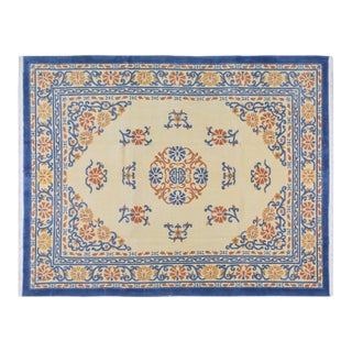 Vintage Chinese Art Deco Hand Knotted Wool Rug, 8'9x11'4 For Sale
