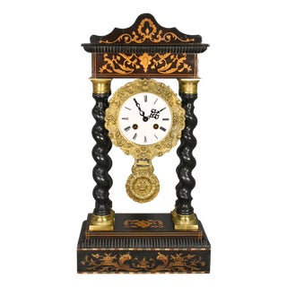French Napoleon III Portico Barley Twist Clock For Sale
