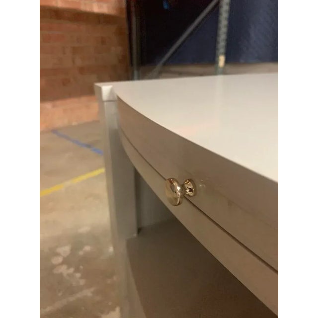 Caracole Fluted Nightstand in Gray Painted Wood With Integrated Tray & Bottom Drawer For Sale - Image 9 of 10