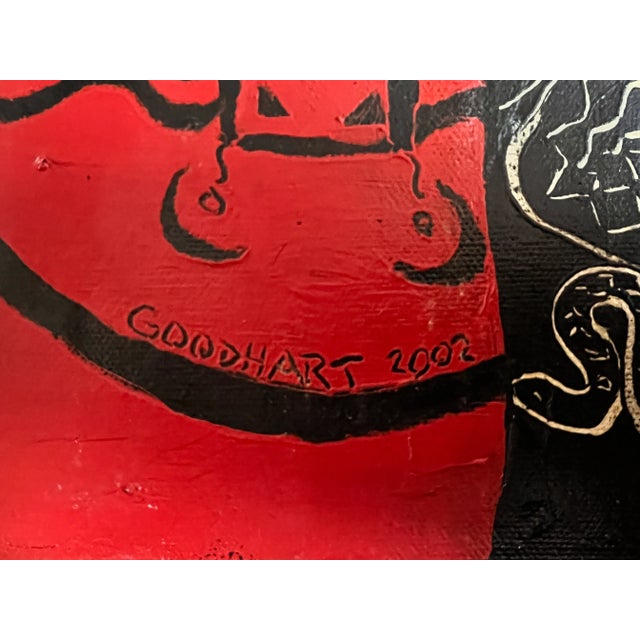 Contemporary Oil Painting, Red Black Flowers "Orchids" For Sale - Image 9 of 12