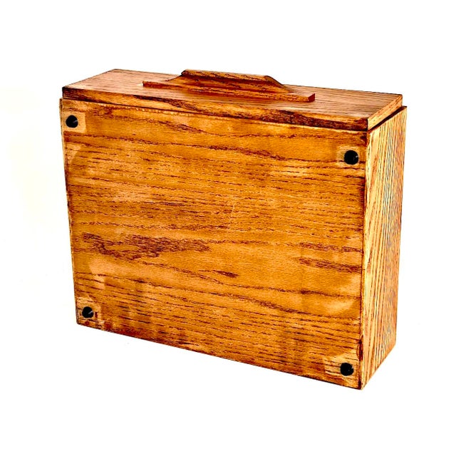 Vintage Arts and Crafts Style Oak Wood Desktop Drawer Cabinet For Sale - Image 10 of 11