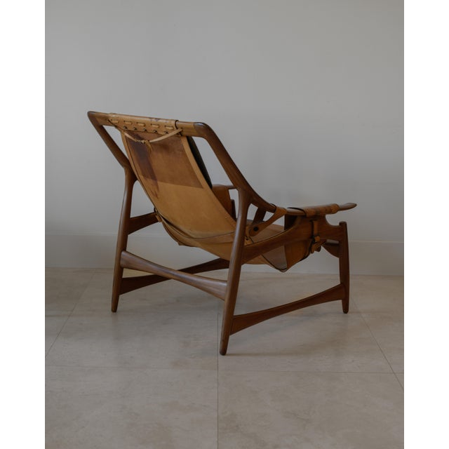 Attributed Liceu De Artes E Oficios Cognac Leather Lounge Chair and Ottoman, Brazil 1960s For Sale - Image 13 of 16