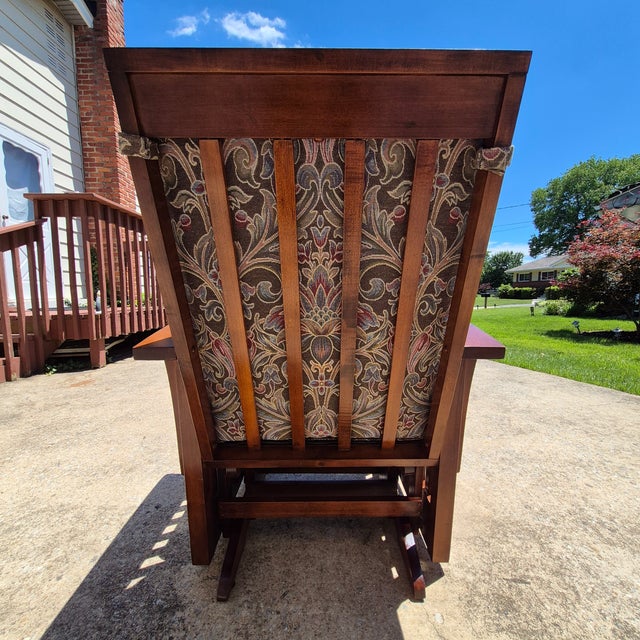 2001 Ethan Allen Mission Craftsman Style Cherry Wood Gliding Arm Chair Rocker Glider For Sale - Image 16 of 18
