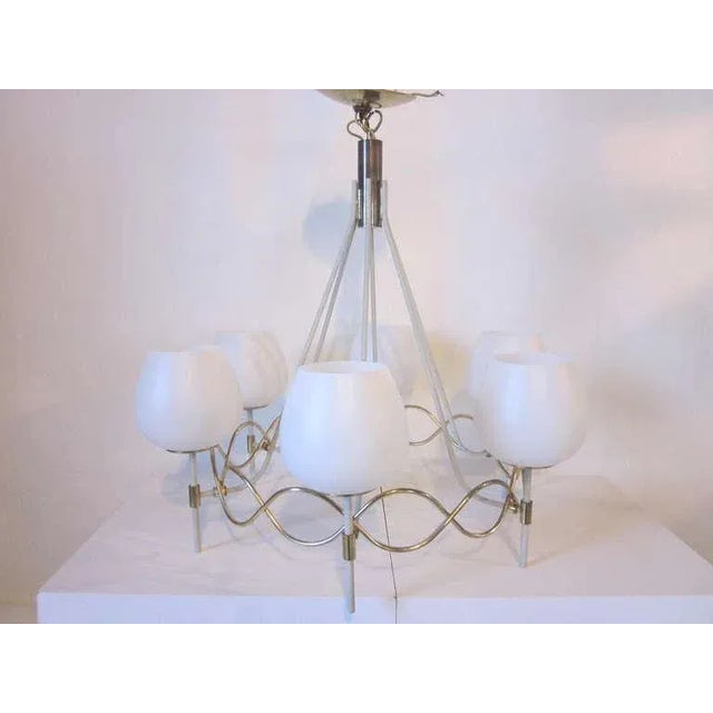 Metal Lightolier Mid Century Chandelier For Sale - Image 7 of 7