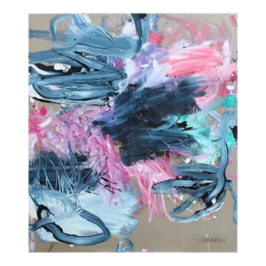 Contemporary Abstract Acrylic / Mixed Media on Linen Painting “Drama Queen” by Daniela Schweinsberg