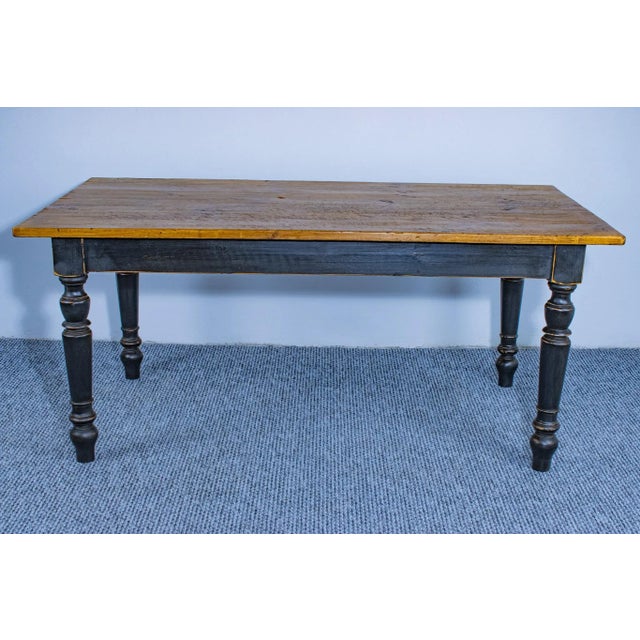 Vintage Hungarian Pine Farm Table with Lathed Legs, 1890s For Sale - Image 3 of 4