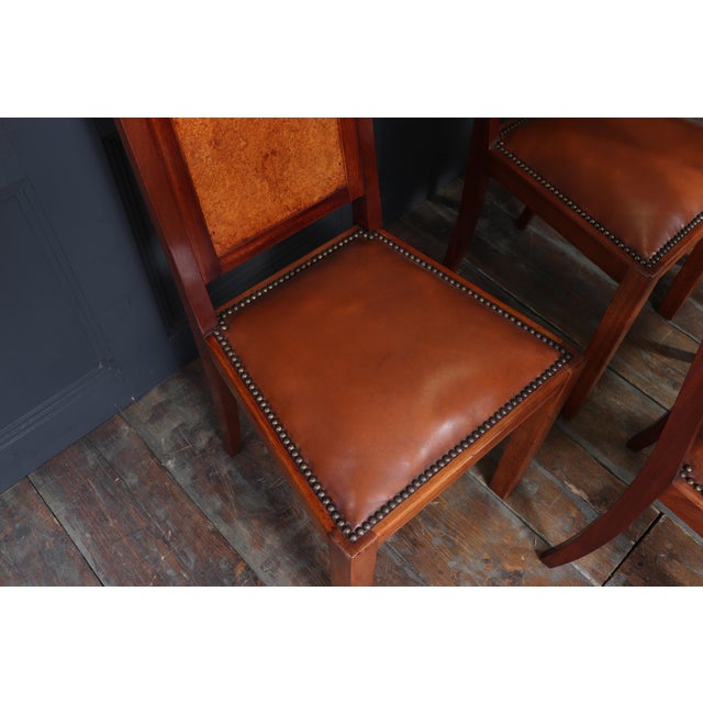 Brown Art Deco French Dining Chairs in Amboyna, 1930, Set of 6 For Sale - Image 8 of 16