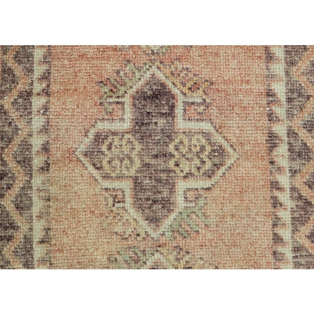 Turkish Mini Rug Oriental Hand Knotted Vintage Rug 1'10" x 3'6" #11654 For Sale - Image 4 of 8