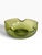 Beautiful vintage olive green glass bowl featuring an organic, freeform silhouette and dramatically undulating scalloped...