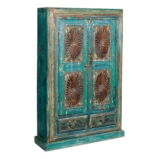 Indian Turquoise Cabinet, 1920s For Sale