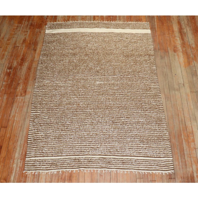 Brown Vintage Zabihi Collection Mohair Turkish Rug - 4'6" x 6'7" For Sale - Image 8 of 8