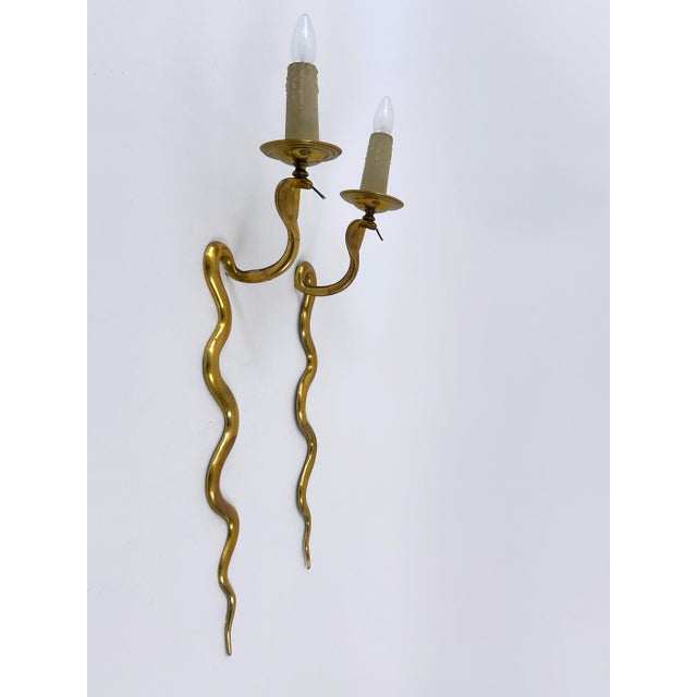 Vintage Cast Brass Cobra Wall Lamps from Maison Jansen, 1960s, Set of 2 For Sale - Image 16 of 18